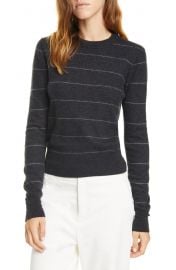 Vince Charcoal Stripe Fitted Cashmere Crewneck Sweater at Nordstrom